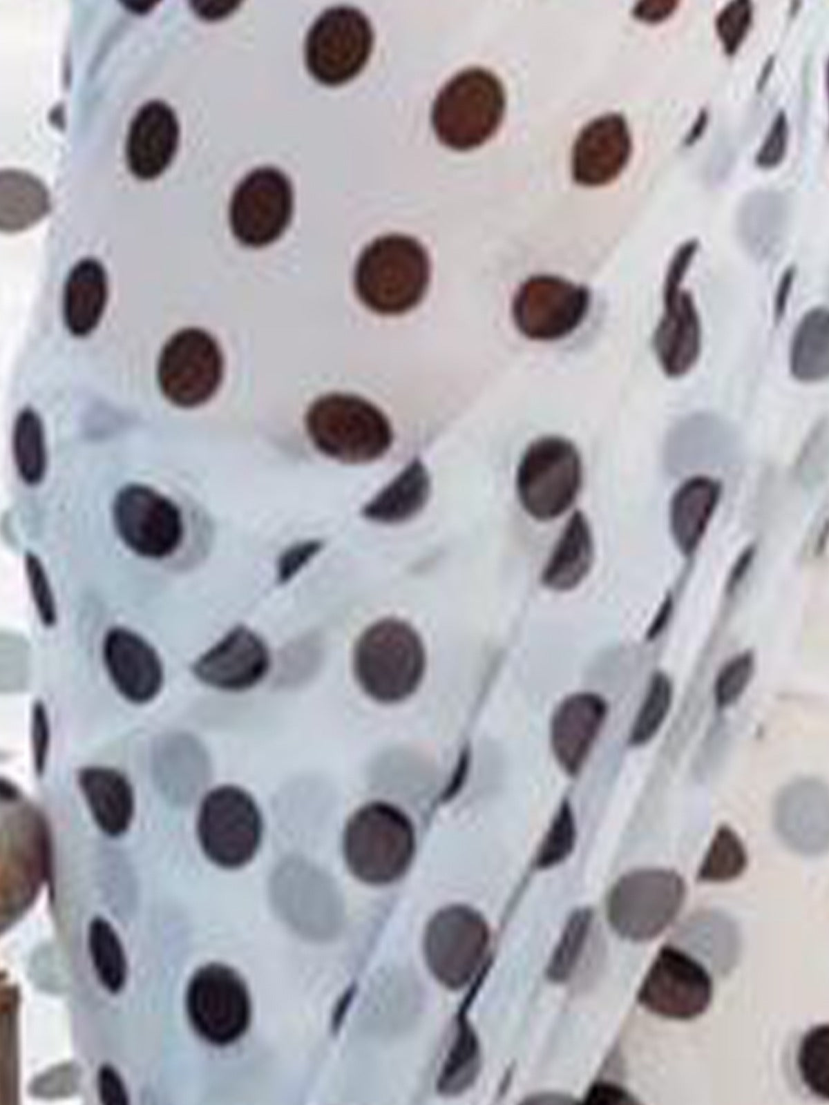 White Georgette Polka Dots Saree With Unstitched Blouse