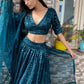Rajwada Women Designer Green Georgette Semi Stitched Lehenga With Unstitched Blouse