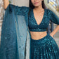 Rajwada Women Designer Green Georgette Semi Stitched Lehenga With Unstitched Blouse
