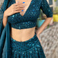 Rajwada Women Designer Green Georgette Semi Stitched Lehenga With Unstitched Blouse