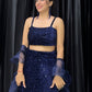 Rajwada Women Navy Blue Designer Sequence Semi Stitched Lehenga With Unstitched Blouse