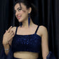 Rajwada Women Navy Blue Designer Sequence Semi Stitched Lehenga With Unstitched Blouse