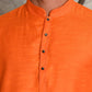 Rajwada Orange Solid Cotton Polyester Kurta Set For Men