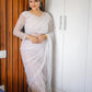 Rajwada White Embellished Net Saree With Unstitched Blouse For Women