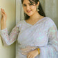 Rajwada White Embellished Net Saree With Unstitched Blouse For Women