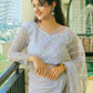 Rajwada White Embellished Net Saree With Unstitched Blouse For Women