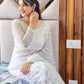 Rajwada White Embellished Net Saree With Unstitched Blouse For Women
