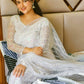Rajwada White Embellished Net Saree With Unstitched Blouse For Women