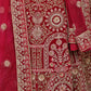 Red Silk Blend Embroidered Lehenga