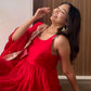Rajwada Red Printed Georgette Stitched Gown For Women