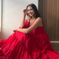 Rajwada Red Printed Georgette Stitched Gown For Women