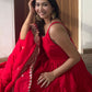 Rajwada Red Printed Georgette Stitched Gown For Women