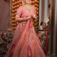 Rajwada Pink Organza Silk Embroidered Semi Stitched Lehenga With Unstitched Blouse For Women