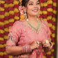 Rajwada Pink Organza Silk Embroidered Semi Stitched Lehenga With Unstitched Blouse For Women