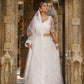 Rajwada White Soft Net Embroidered Semi Stitched Lehenga With Unstitched Blouse For Women