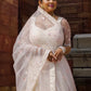 Rajwada White Soft Net Embroidered Semi Stitched Lehenga With Unstitched Blouse For Women
