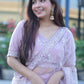 Rajwada Women Impressive Lilac Soft Net Semi Stitched Lehenga With Unstitched Blouse