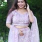Rajwada Women Impressive Lilac Soft Net Semi Stitched Lehenga With Unstitched Blouse