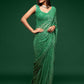 Rajwada Women Green Georgette Designer Sequins Saree With Unstitched Blouse