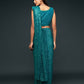 Rajwada Women Teal Georgette Designer Sequins Saree With Unstitched Blouse