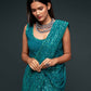 Rajwada Women Teal Georgette Designer Sequins Saree With Unstitched Blouse