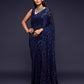 Rajwada Women Blue Georgette Designer Blue Sequins Saree With Unstitched Blouse