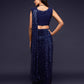 Rajwada Women Blue Georgette Designer Blue Sequins Saree With Unstitched Blouse
