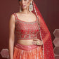 Rajwada Orange Organza Silk Embellished Semi Stitched Lehenga With Unstitched Blouse For Women