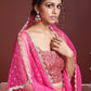 Rajwada Pink Chinon Silk Embellished Semi Stitched Lehenga With Unstitched Blouse For Women