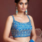 Rajwada Light Blue Chinon Silk Embellished Semi Stitched Lehenga With Unstitched Blouse For Women
