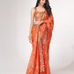 Rajwada Orange Printed Organza Saree With Unstitched Blouse For Women