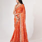 Rajwada Orange Printed Organza Saree With Unstitched Blouse For Women