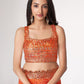 Rajwada Orange Printed Organza Saree With Unstitched Blouse For Women