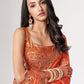 Rajwada Orange Printed Organza Saree With Unstitched Blouse For Women