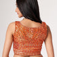 Rajwada Orange Printed Organza Saree With Unstitched Blouse For Women