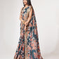 Rajwada Dark Blue Printed Organza Saree With Unstitched Blouse For Women