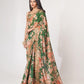 Rajwada Green Printed Organza Saree With Unstitched Blouse For Women