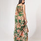 Rajwada Green Printed Organza Saree With Unstitched Blouse For Women