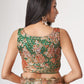Rajwada Green Printed Organza Saree With Unstitched Blouse For Women