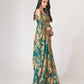 Rajwada Teal Printed Organza Saree With Unstitched Blouse For Women