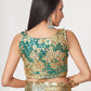 Rajwada Teal Printed Organza Saree With Unstitched Blouse For Women