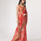 Rajwada Red Printed Organza Saree With Unstitched Blouse For Women
