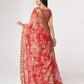 Rajwada Red Printed Organza Saree With Unstitched Blouse For Women