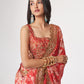 Rajwada Red Printed Organza Saree With Unstitched Blouse For Women