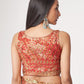 Rajwada Red Printed Organza Saree With Unstitched Blouse For Women