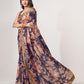 Rajwada Purple Printed Organza Saree With Unstitched Blouse For Women