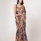 Rajwada Purple Printed Organza Saree With Unstitched Blouse For Women