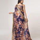 Rajwada Purple Printed Organza Saree With Unstitched Blouse For Women
