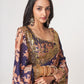 Rajwada Purple Printed Organza Saree With Unstitched Blouse For Women