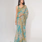 Rajwada Blue Printed Organza Saree With Unstitched Blouse For Women